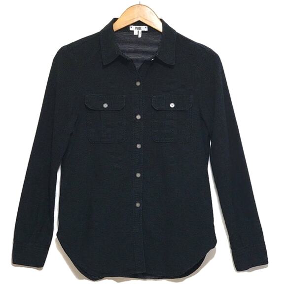 Paige Women's Navy Blue Long Sleeve Button Down Cotton Shirt Size S - Picture 1 of 15